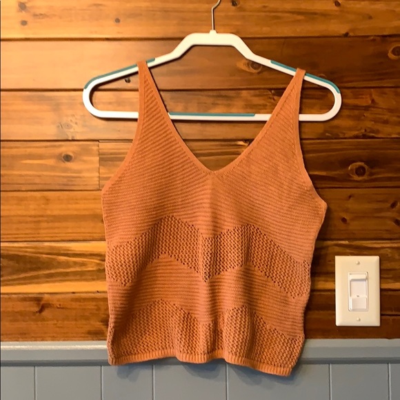 Express Tops - Express Knit Crop Tank Top in Apricot